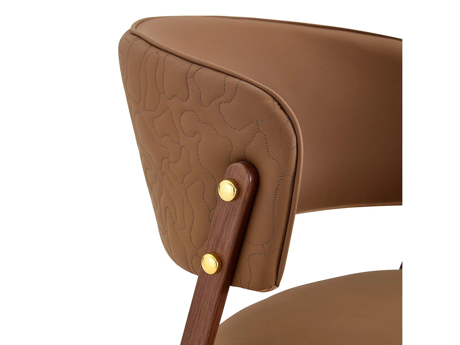 Chaises de salle à manger modernes avec dossier courbé rembourré, revêtement en PU et pieds en métal, ensemble de 2