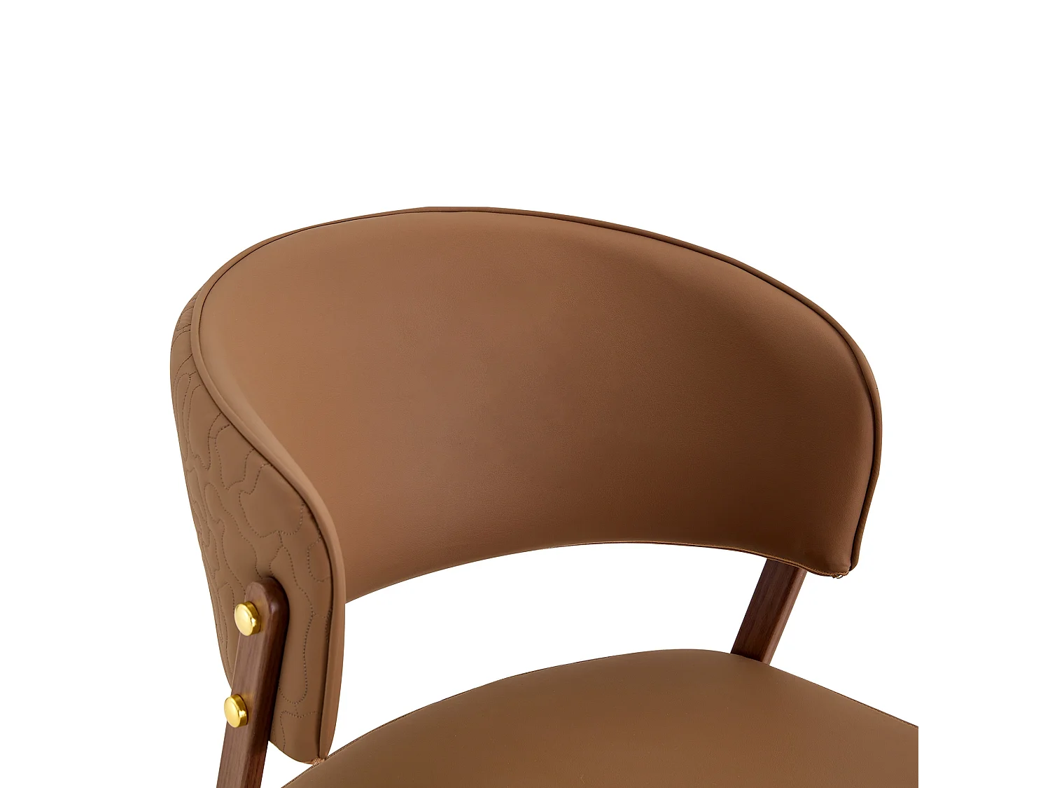 Chaises de salle à manger modernes avec dossier courbé rembourré, revêtement en PU et pieds en métal, ensemble de 2