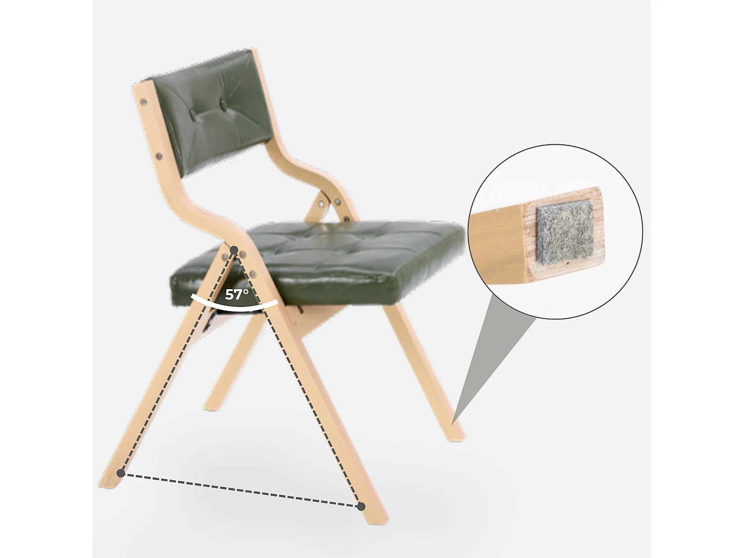 Ensemble de 2 Chaises Pliantes en Similicuir Vintage avec Cadre en Bois Courbé et Capitonnage à Boutons