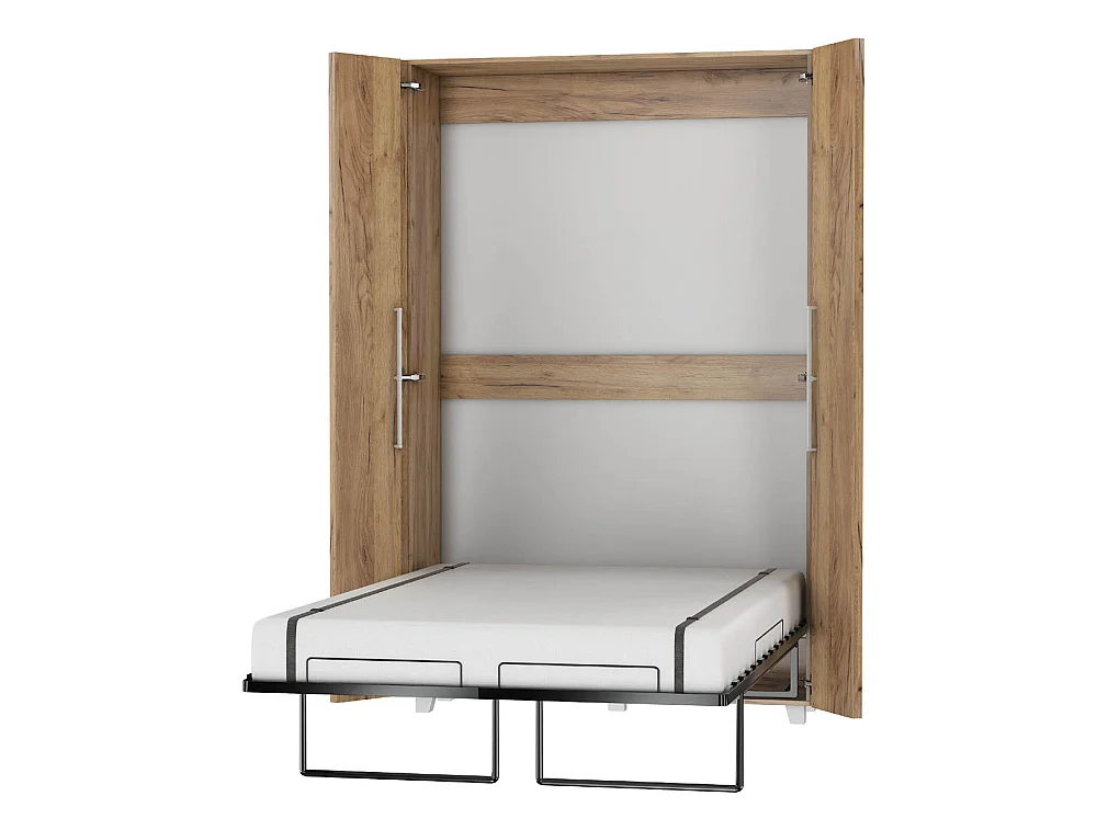 Lit escamotable vertical TEDDY 120 x 200 cm chêne craft doré avec sommier