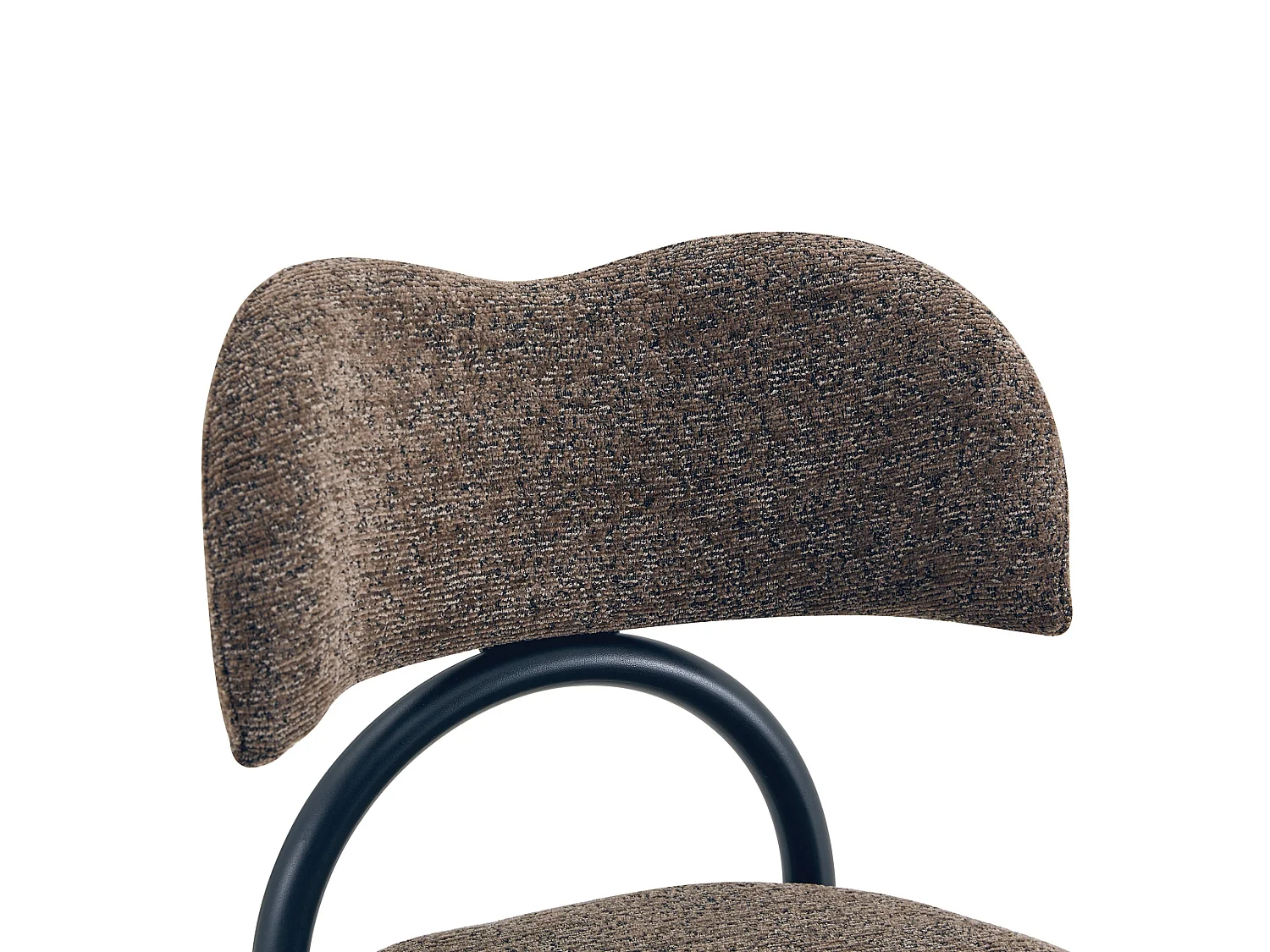 Moderne Gestoffeerde Eetkamerstoelen met Gebogen Rugleuning en Metalen Poten, Set van 2