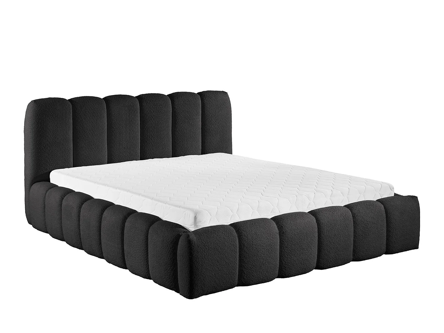 FURNISTAR Gestoffeerd bed MIA met opbergruimte 180x200|Bubble bed|Tweepersoonsbed met opbergruimte|Lattenbodem|Boxspringlook|zonder matras-Zwart
