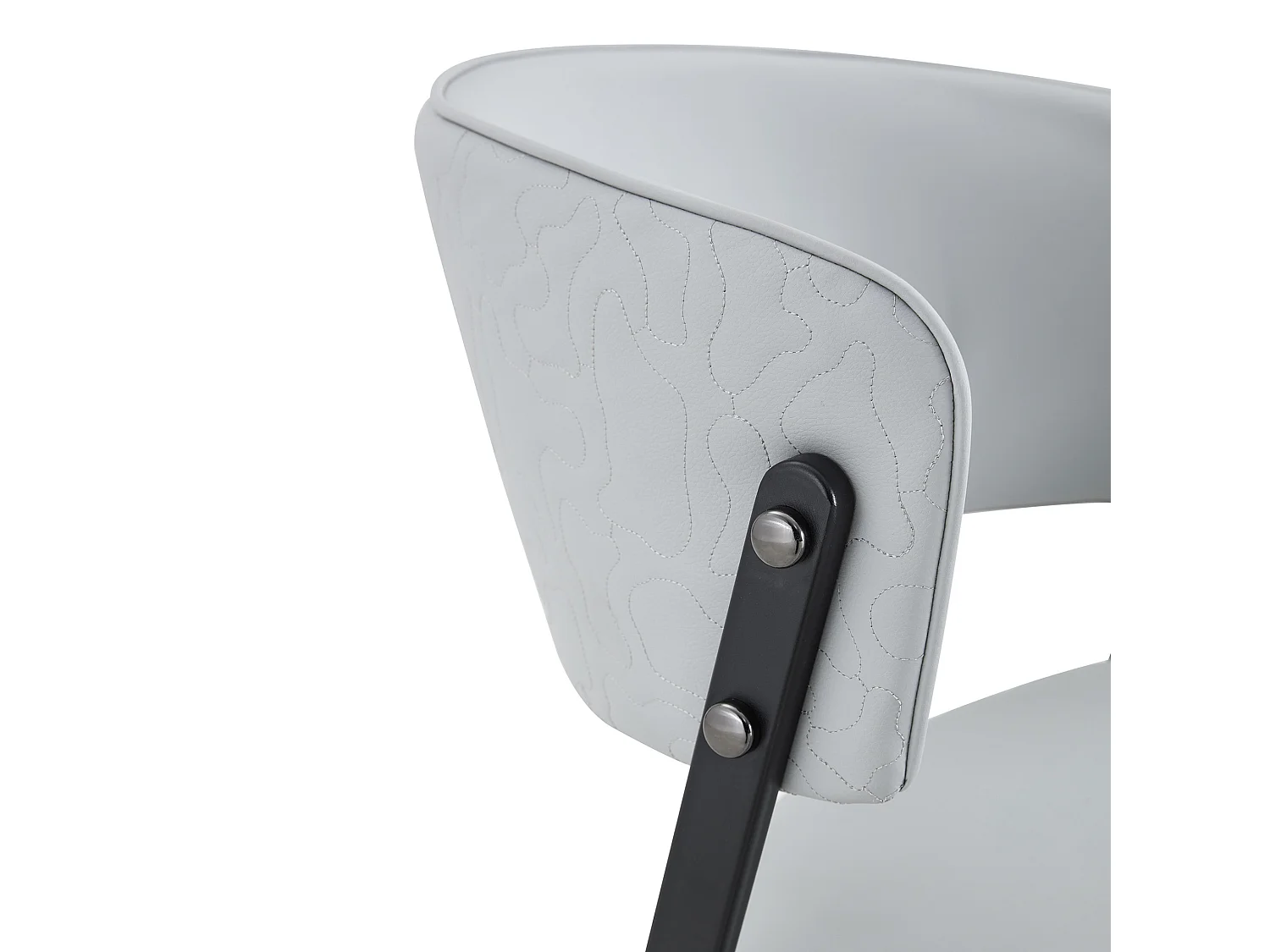 Moderne Eetkamerstoelen met Gebogen Gewatteerde Rugleuning, PU Bekleding en Metalen Poten, Set van 2
