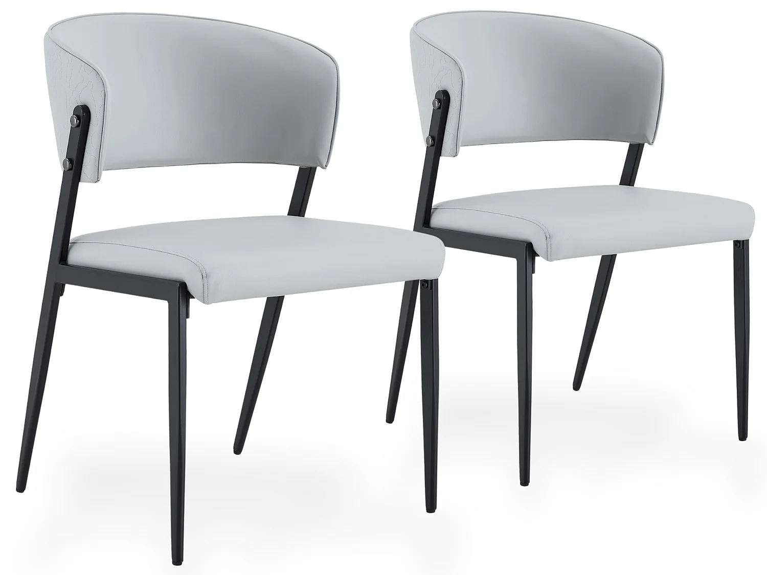 Moderne Eetkamerstoelen met Gebogen Gewatteerde Rugleuning, PU Bekleding en Metalen Poten, Set van 2