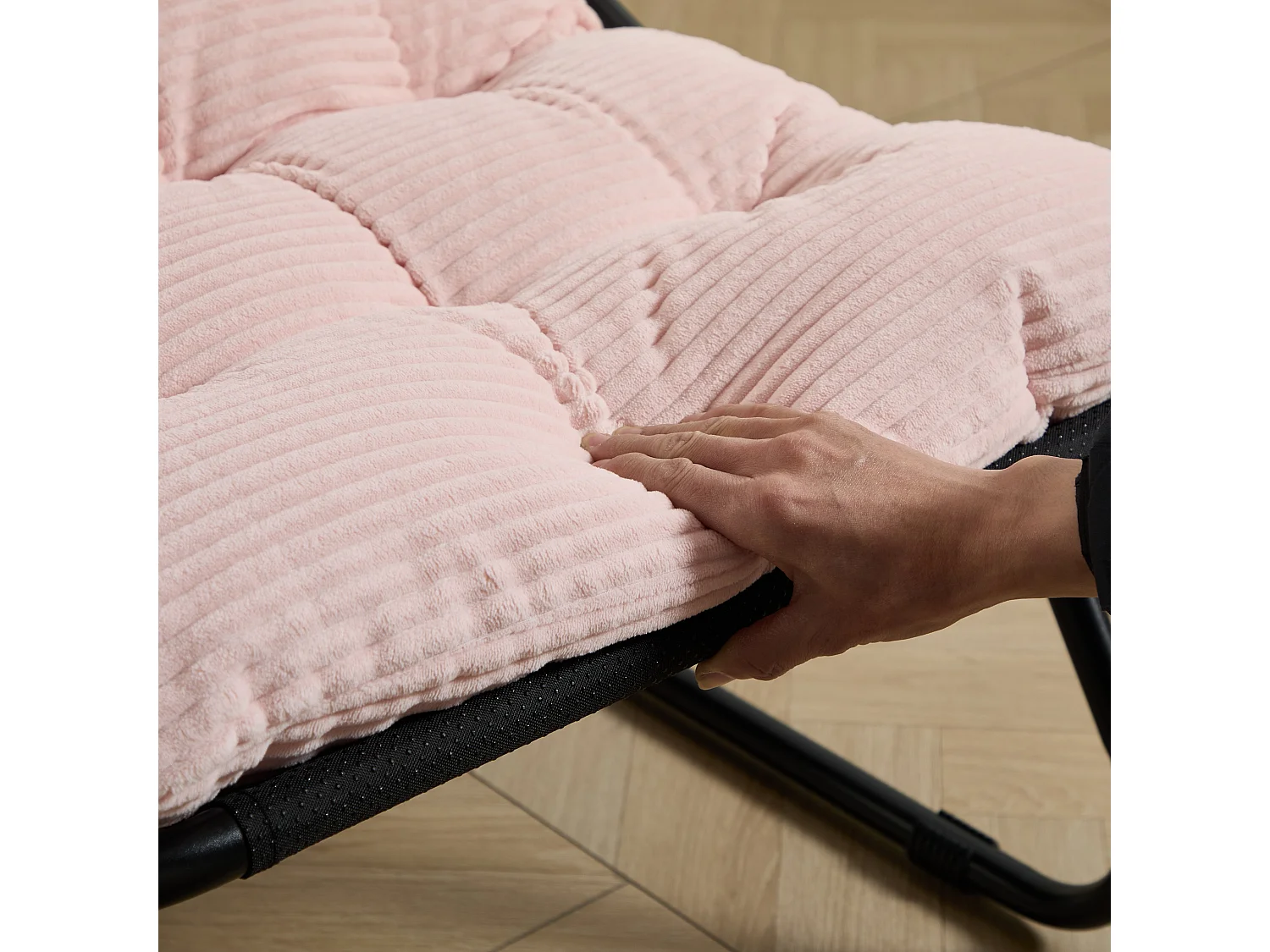 Chaise Longue d'Extérieur avec Repose-Pieds Ottoman, Rembourrage Épais et Siège Respirant - Style Moderne Rose
