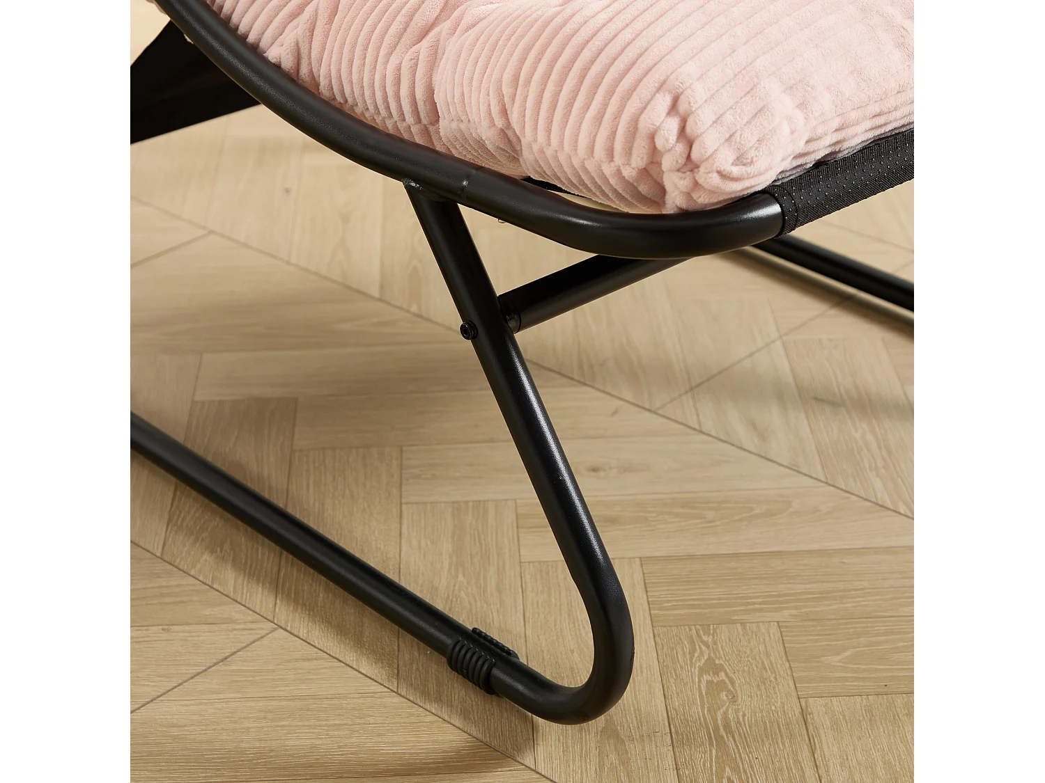 Chaise Longue d'Extérieur avec Repose-Pieds Ottoman, Rembourrage Épais et Siège Respirant - Style Moderne Rose