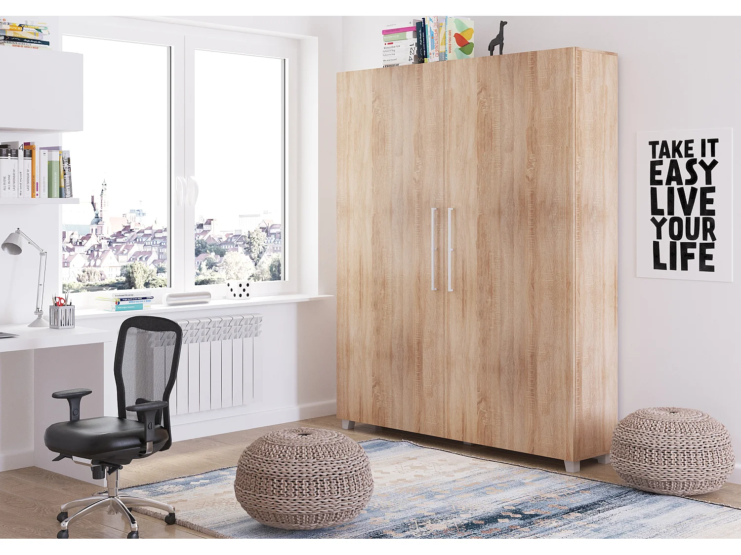 Lit escamotable vertical TEDDY 160 x 200 cm chêne sonoma avec sommier