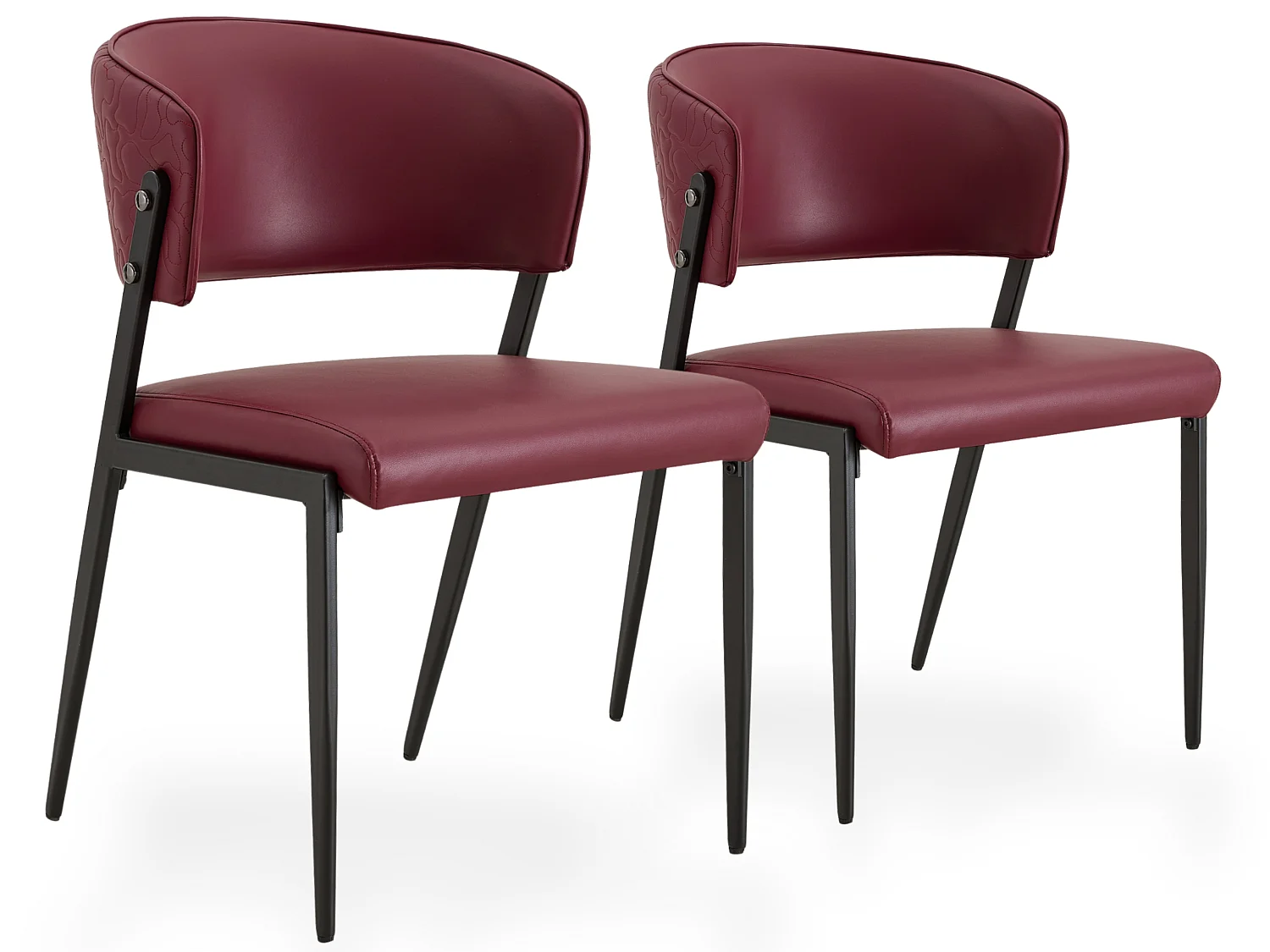 Chaises de Salle à Manger Rembourrées Modernes avec Dossier Courbé, Revêtement en PU et Pieds en Métal, Lot de 2