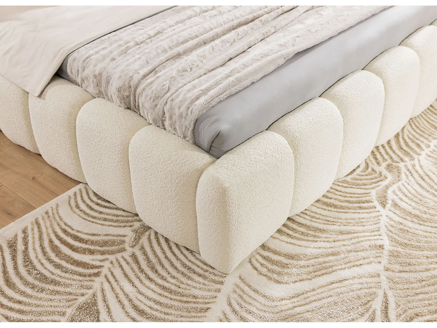 FURNISTAR Gestoffeerd bed MIA met opbergruimte 160x200|Bubble bed|Tweepersoonsbed met opbergruimte|Lattenbodem|Boxspringlook|zonder matras-Grijs