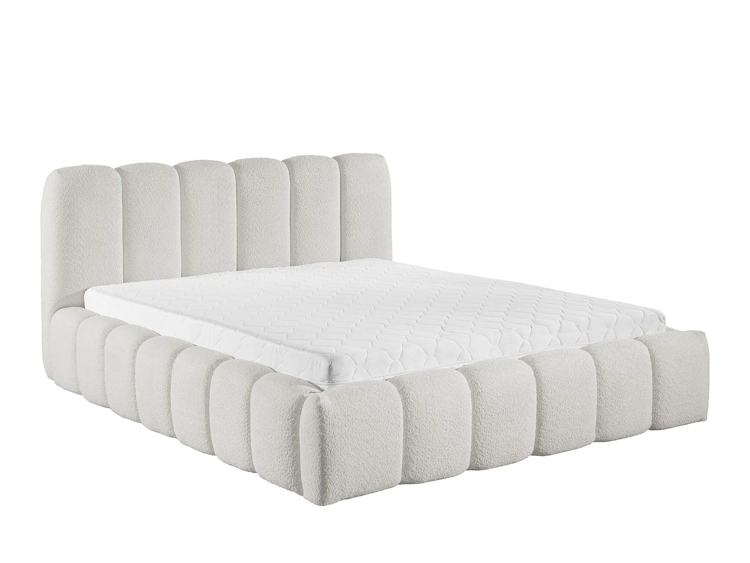 FURNISTAR Gestoffeerd bed MIA met opbergruimte 160x200|Bubble bed|Tweepersoonsbed met opbergruimte|Lattenbodem|Boxspringlook|zonder matras-Lichtgrijs
