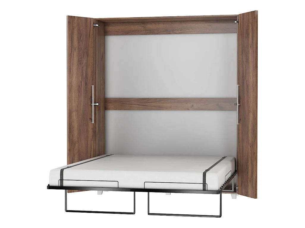 Lit escamotable vertical TEDDY 160 x 200 cm chêne craft tobacco avec sommier