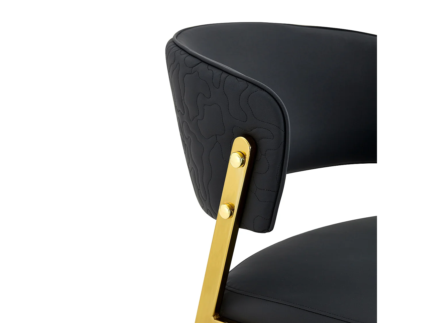 Ensemble de 2 chaises de salle à manger modernes avec dossier rembourré incurvé, revêtement en PU et pieds en métal