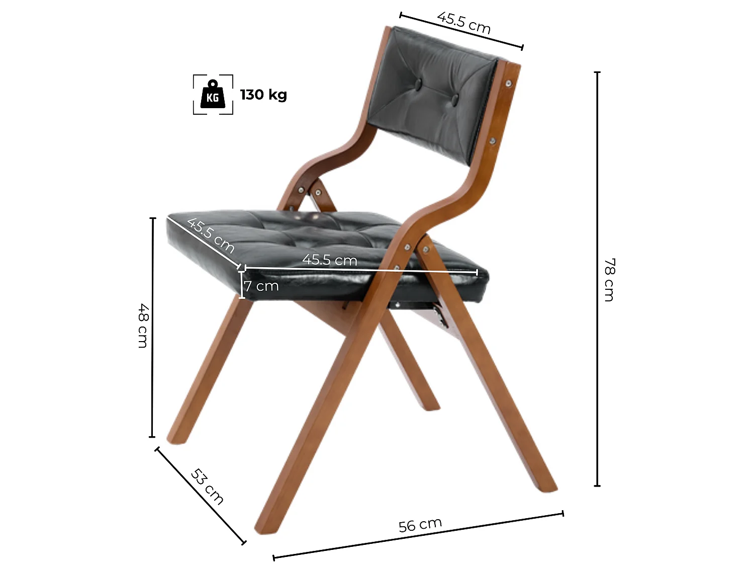 Chaises Pliantes Vintage en Similicuir 2 Pièces avec Cadre en Bois Courbé et Capitonnage
