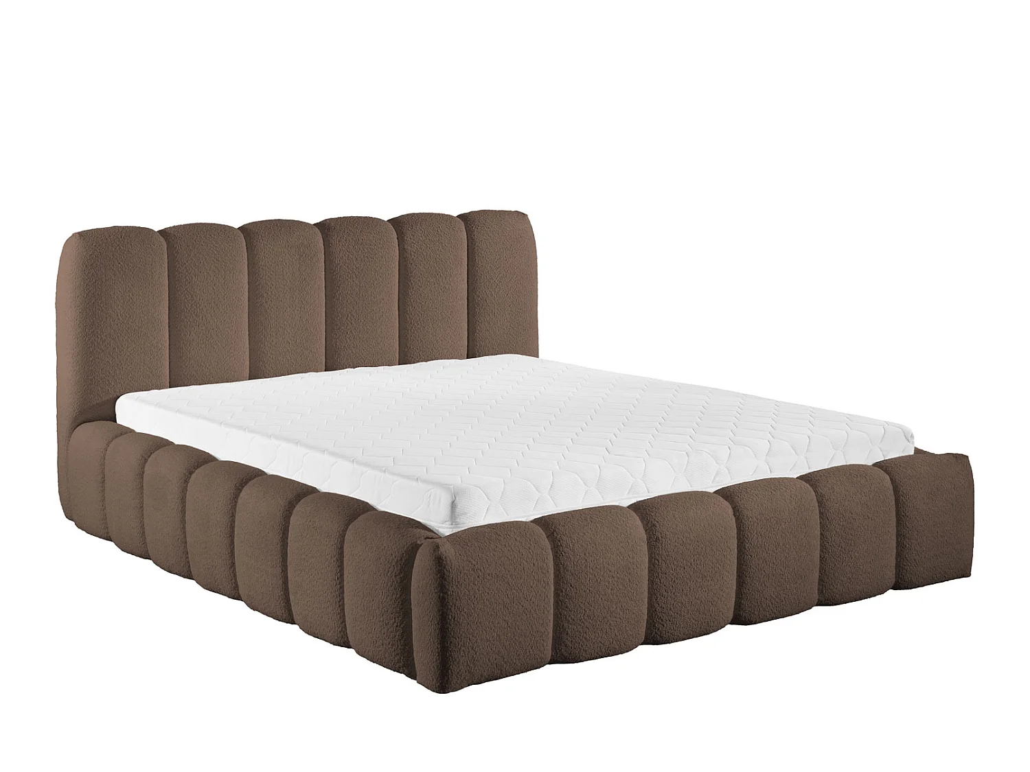 FURNISTAR Gestoffeerd bed MIA met opbergruimte 160x200|Bubble bed|Tweepersoonsbed met opbergruimte|Lattenbodem|Boxspringlook|zonder matras-Bruin