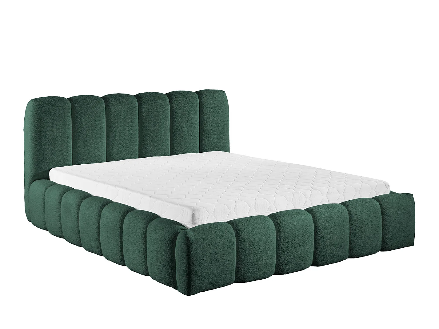 FURNISTAR Gestoffeerd bed MIA met opbergruimte 180x200|Bubble bed|Tweepersoonsbed met opbergruimte|Lattenbodem|Boxspringlook|zonder matras-Groen