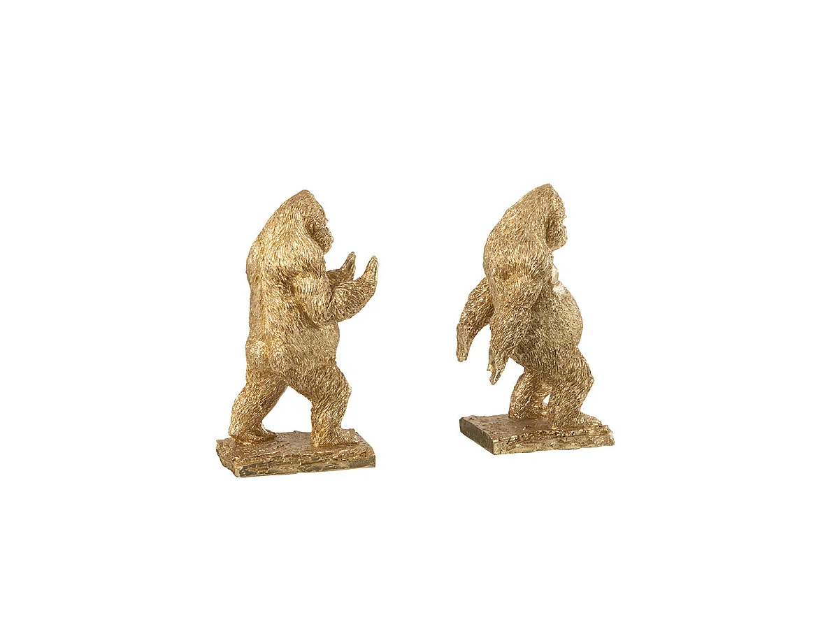 Lot de 2 Serre-Livres "Gorilles" 24cm Or