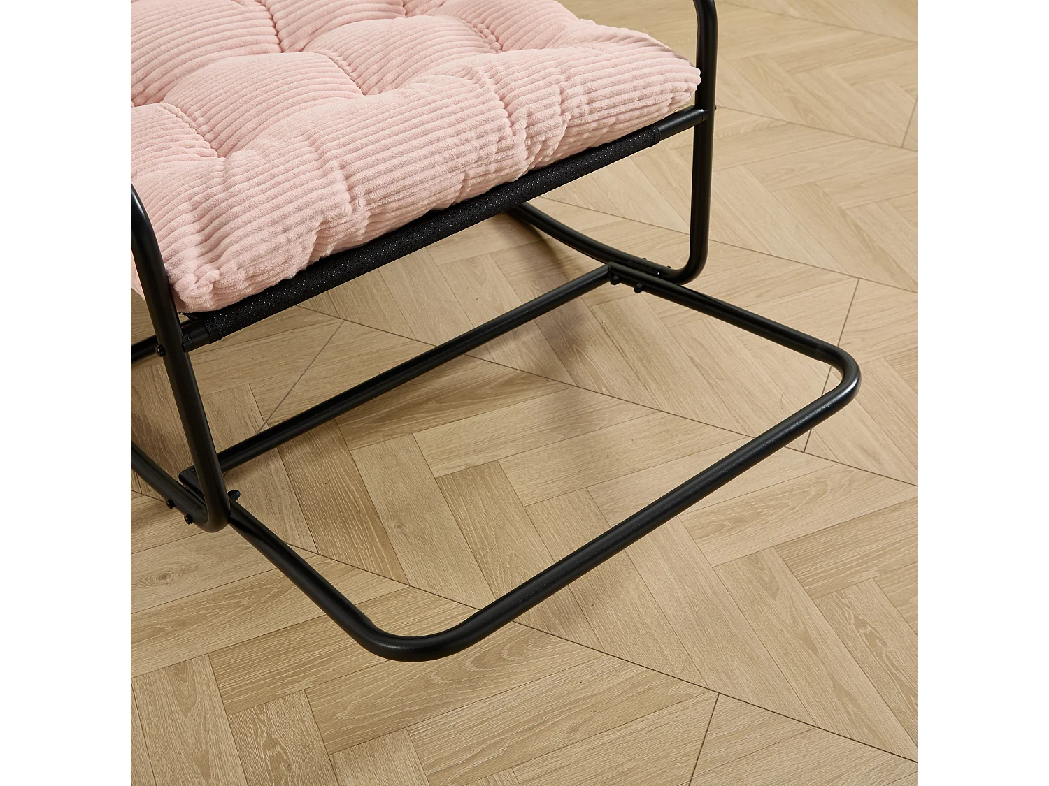 Fauteuil à Bascule d'Extérieur avec Repose-Pieds et Coussin Epais pour l'Assise, Structure en Acier et Corde de Sécurité