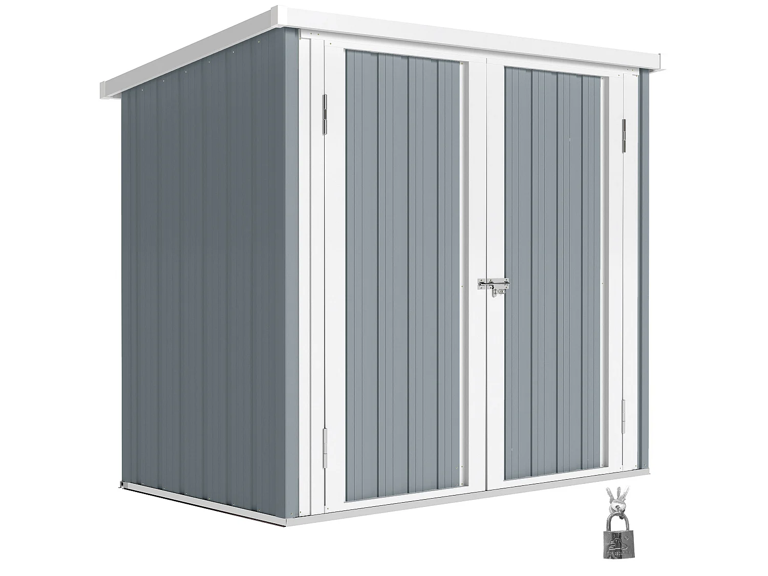 Abri de jardin 1,09 m² - 2 portes verrouillables - tôle d'acier gris clair