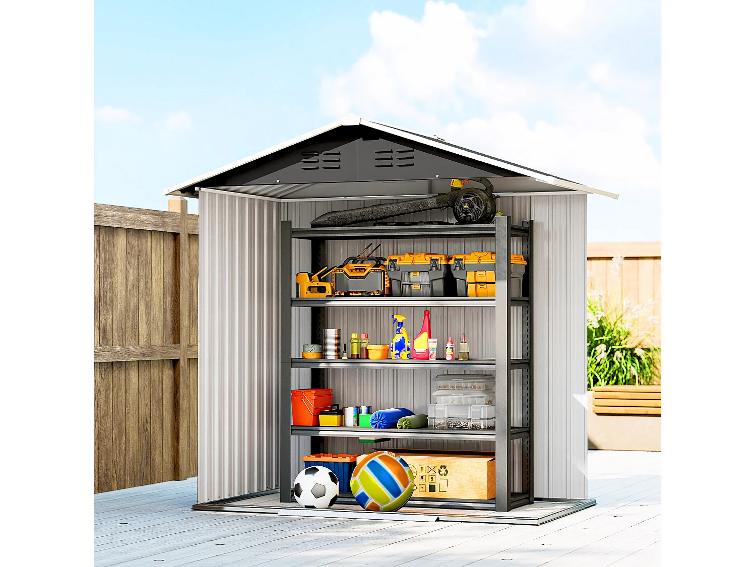 Abri de jardin 1,8 m² - cabanon 2 portes coulissantes verrouillables - tôle d'acier ondulé gris