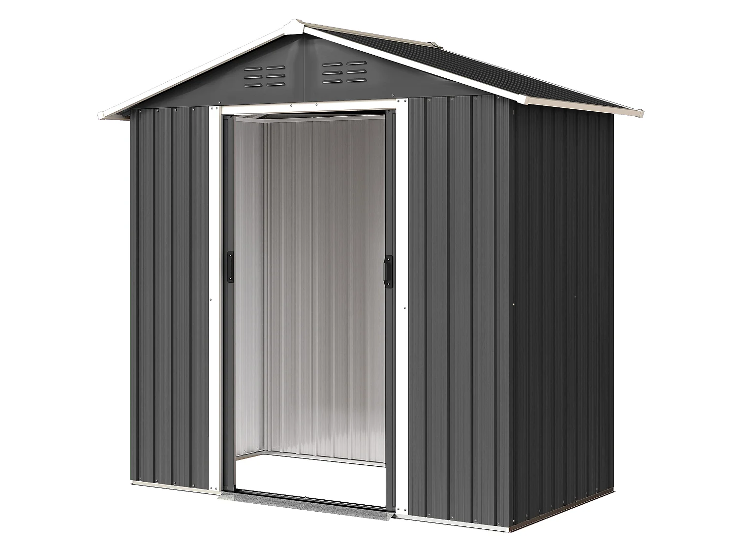 Abri de jardin 1,8 m² - cabanon 2 portes coulissantes verrouillables - tôle d'acier ondulé gris
