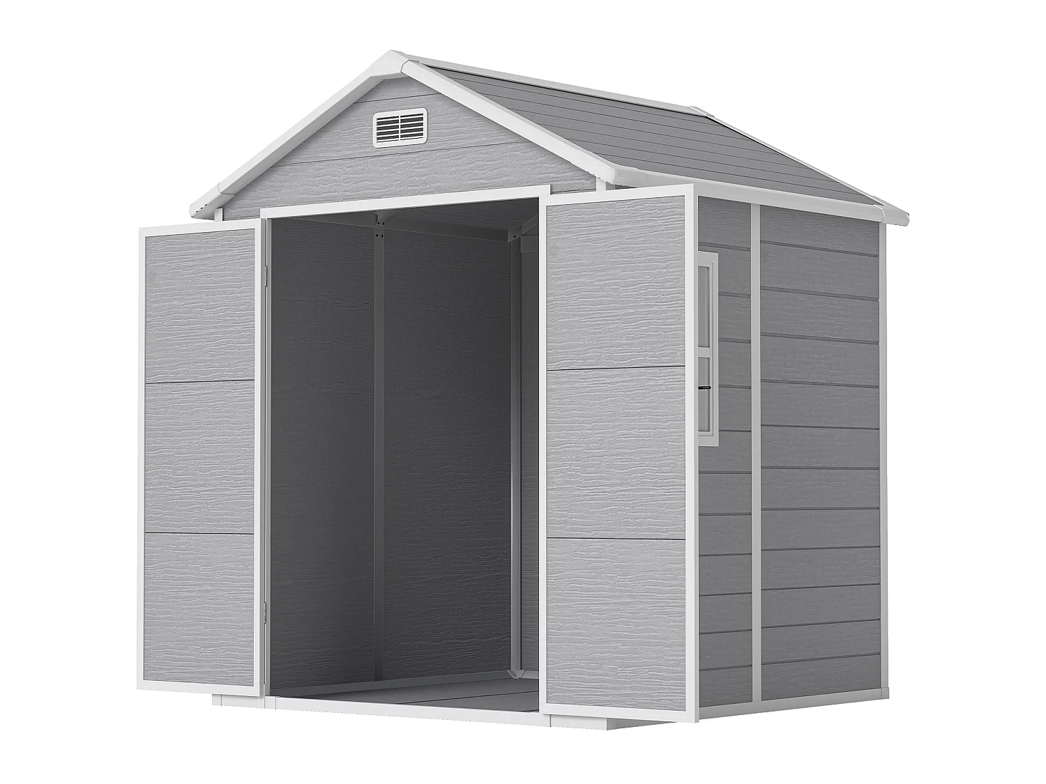 Abri de jardin surface utile 2,4m² - 182x151x219cm - fenêtre, plancher, 2 grilles ventilation - alu PP gris