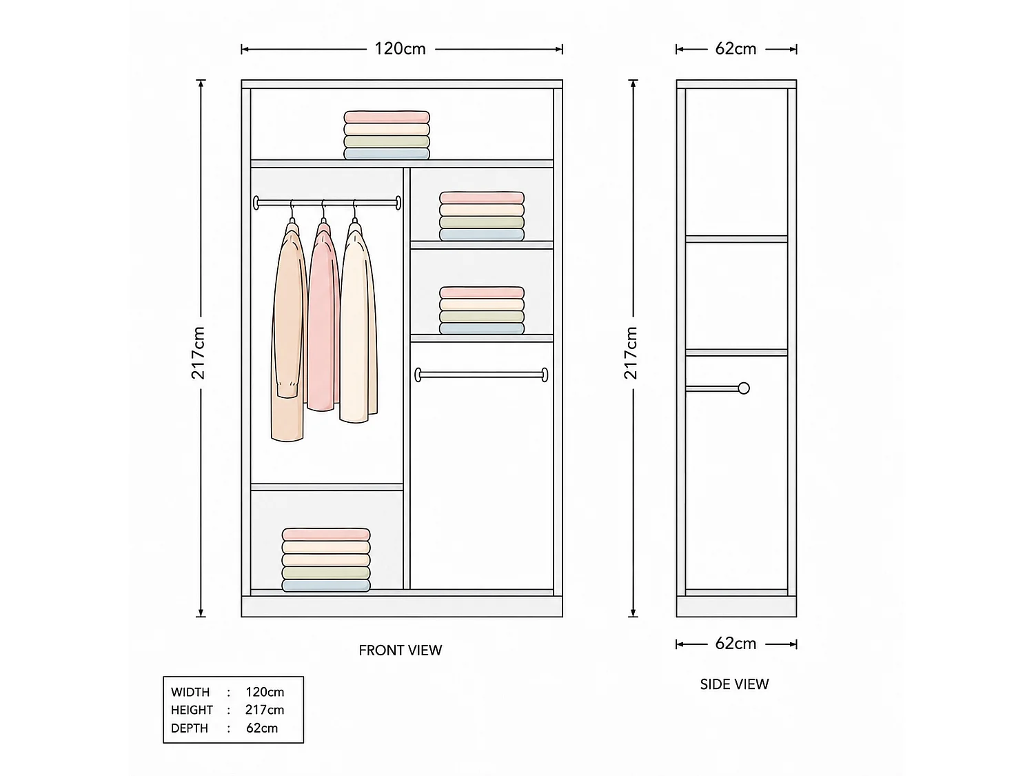 Sliding Wardrobe with Mirrored Doors - 120cm Black - Modern