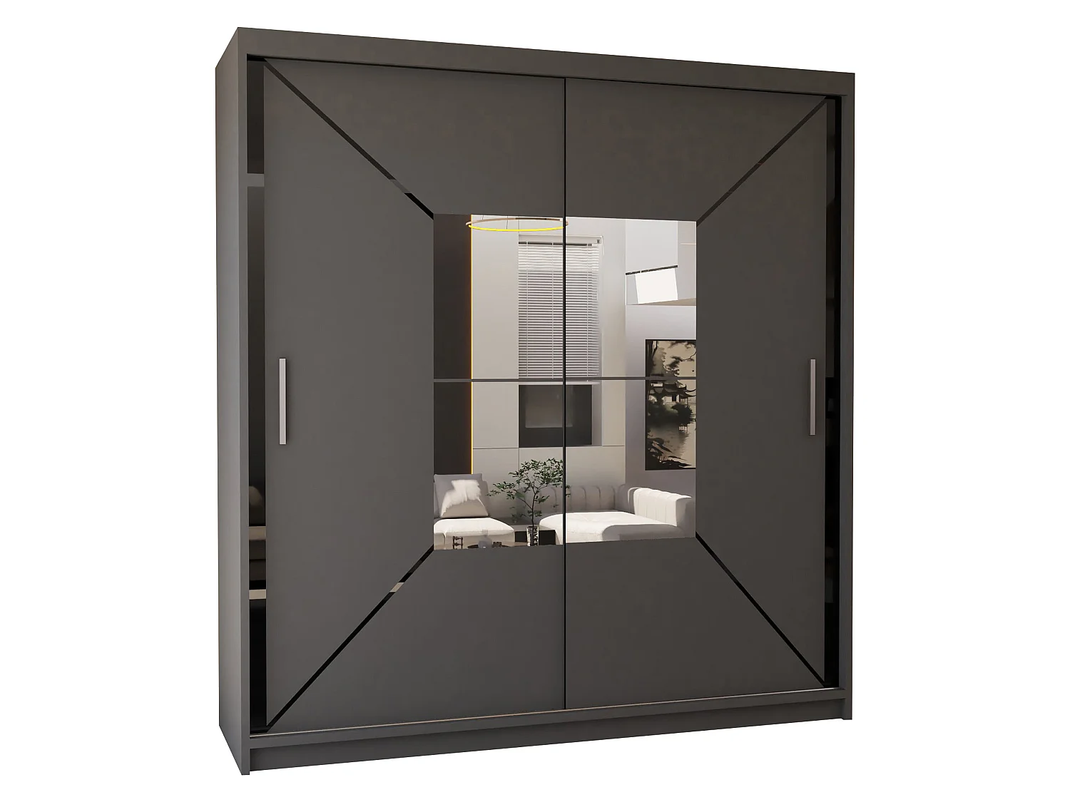 Sliding Wardrobe with Mirror Door - 120cm grey - Stylish