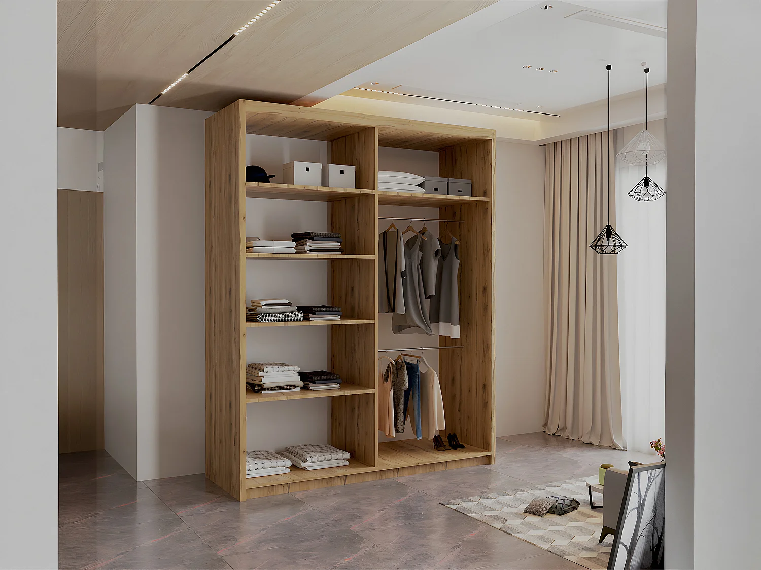 Sliding Mirrored Door Wardrobe - 150cm oak - Royal