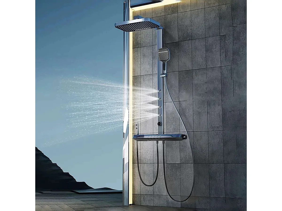 LED Thermostatische Gun Metal Duschsäule - Rolexia 🚿✨
