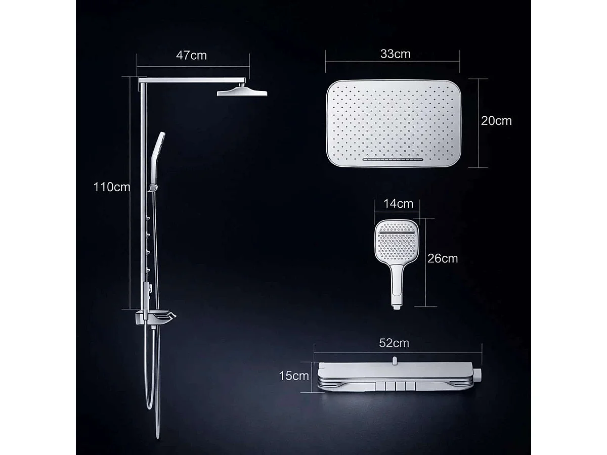 LED Thermostatische Gun Metal Duschsäule - Rolexia 🚿✨