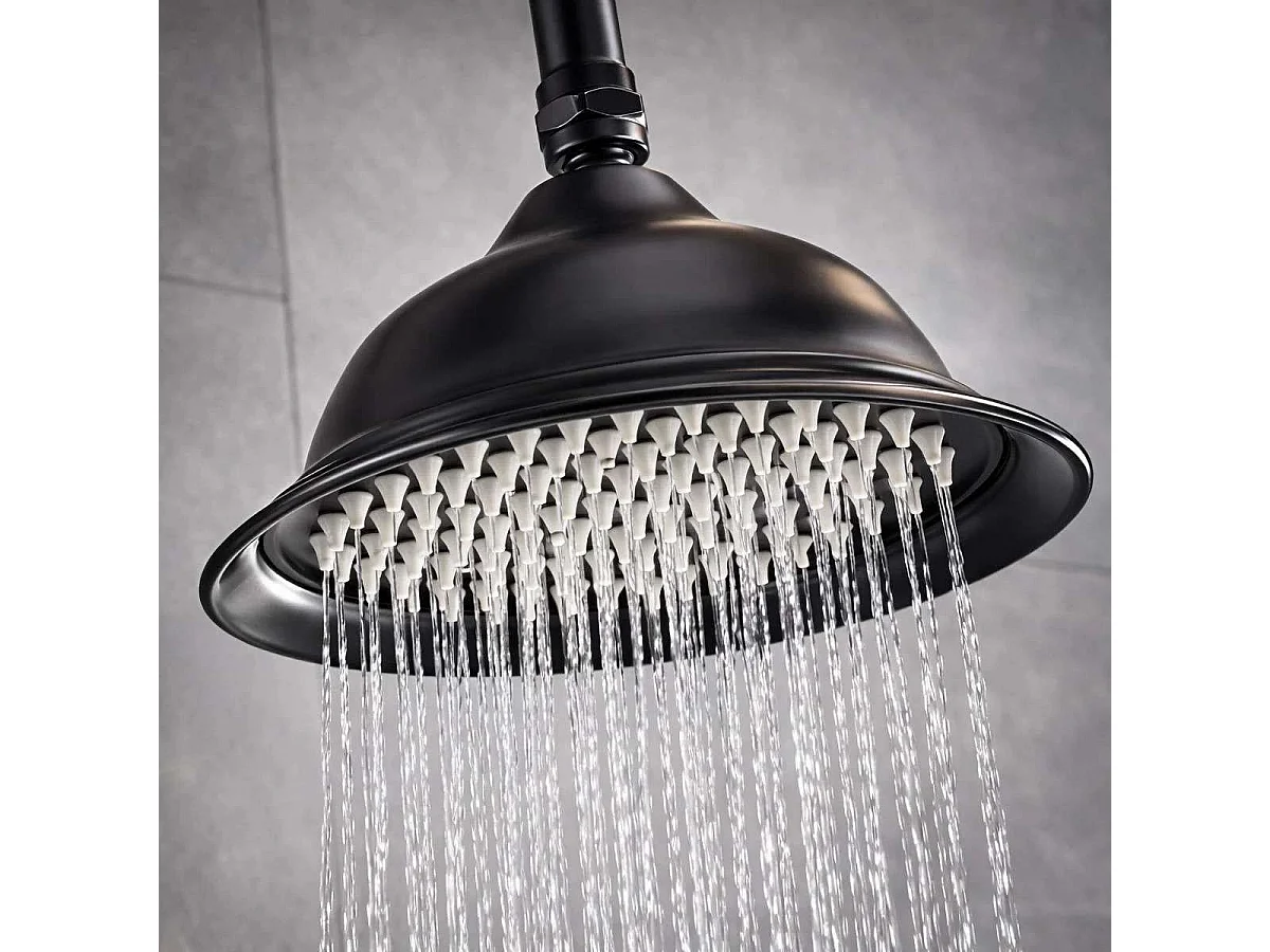 Colonna Doccia e Vasca Stile Retrò Nera con Altezza Regolabile (25 cm)