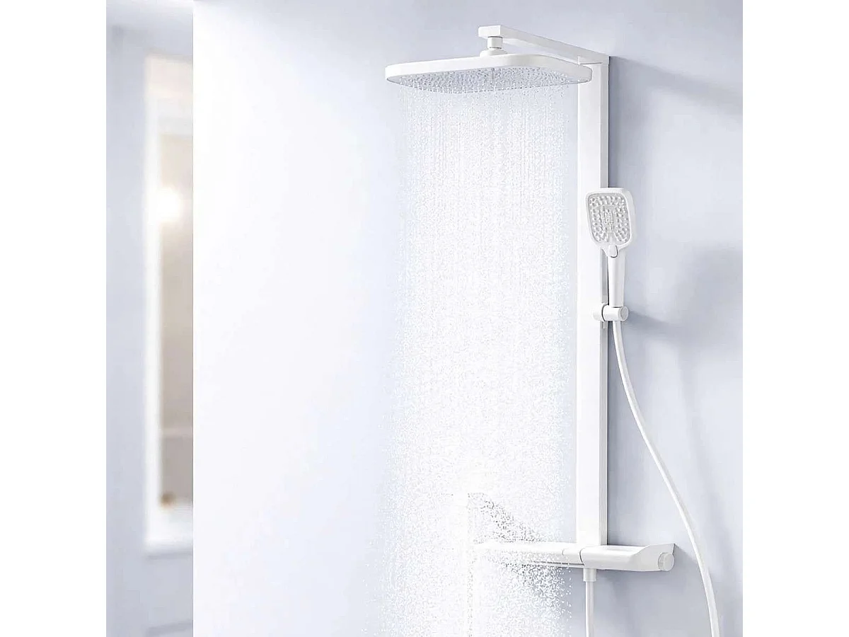 LED Thermostatische Weiße Duschsäule - Brakio
