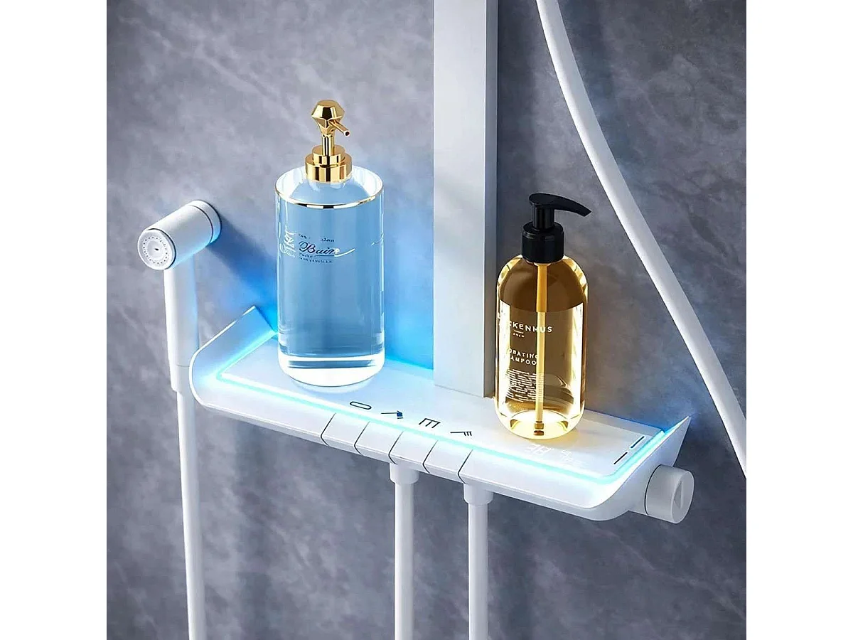 LED Thermostatische Weiße Duschsäule - Brakio