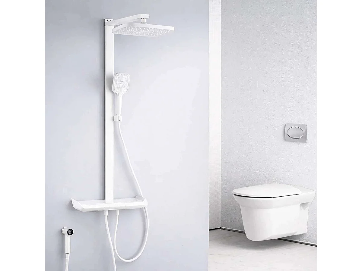 LED Thermostatische Weiße Duschsäule - Brakio