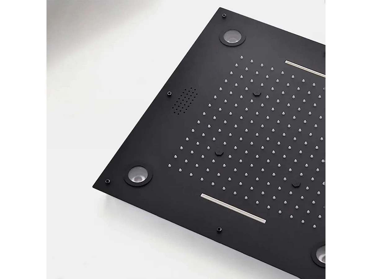 🛁 Composition de douche ciel de pluie connecté 600 x 600 mm LED noir mat | Réno