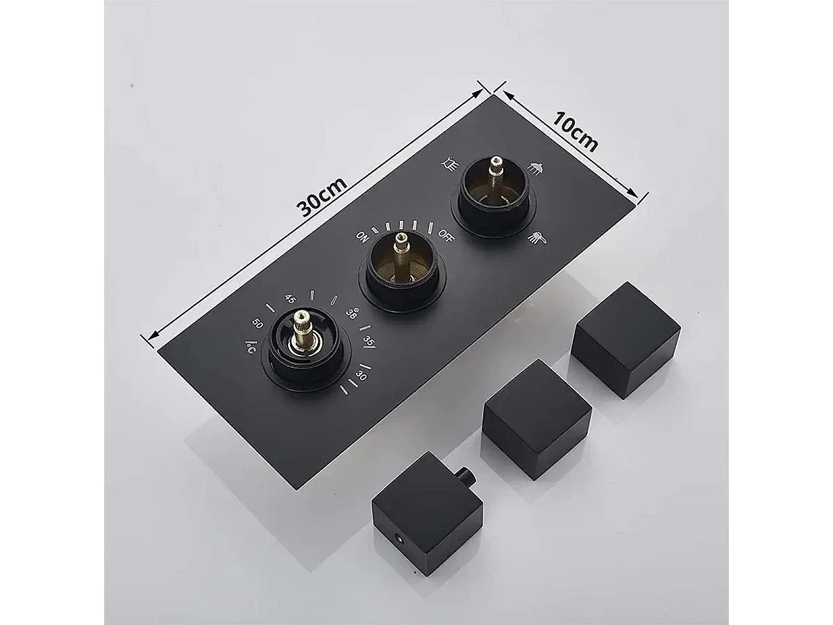 Modernes Schwarzes Mattes Thermostatisches Einbau-Duschset mit 3 Funktionen - Hanoi