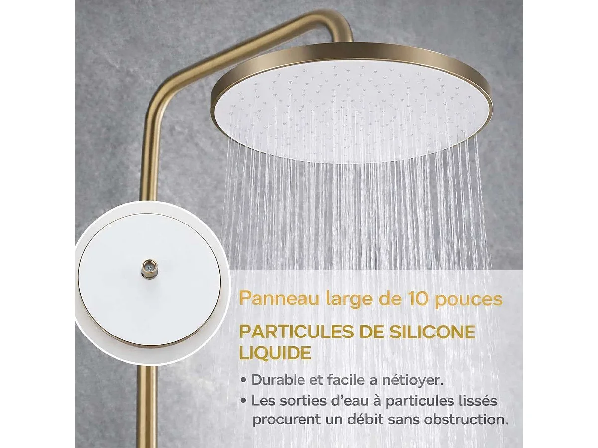🚿 Colonne de douche dorée "Nacho" – Mitigeur, 3 fonctions et hauteur réglable
