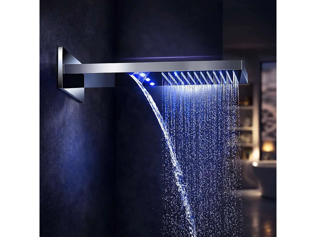 Rome LED Chrom Thermostatisches Einbauduschset mit 3 Funktionen