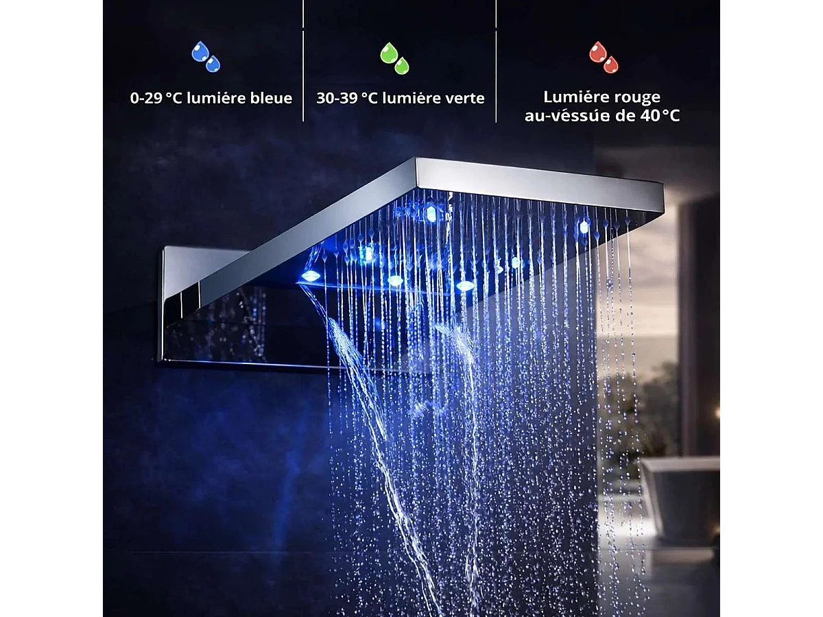 Rome LED Chrom Thermostatisches Einbauduschset mit 3 Funktionen