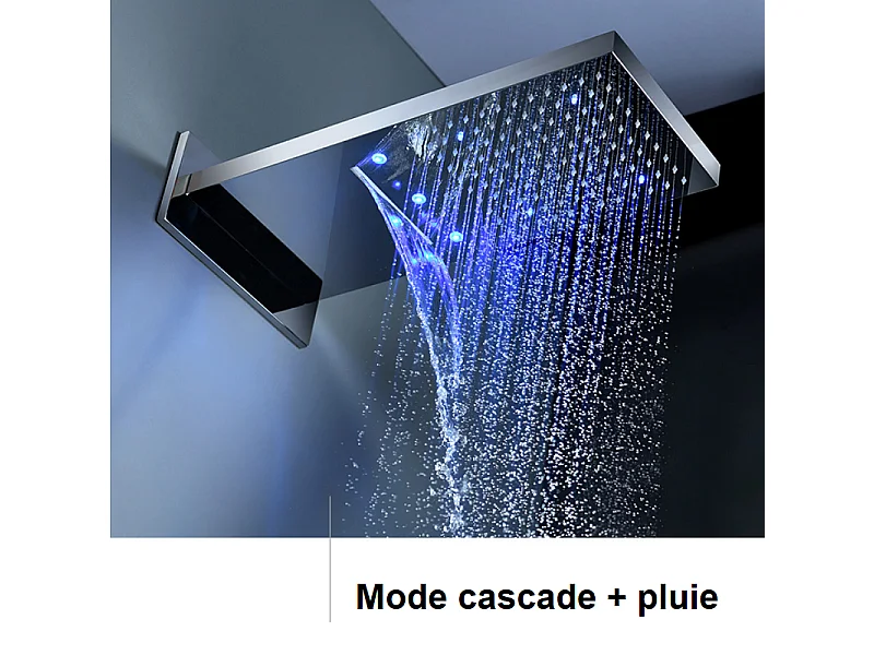 Conjunto de Chuveiro Embutido Termostático LED Cromado Roma com 3 Funções
