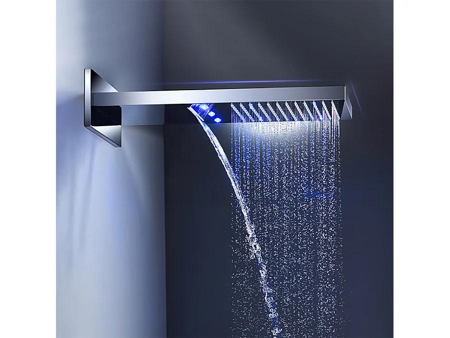 Conjunto de Chuveiro Embutido Termostático LED Cromado Roma com 3 Funções