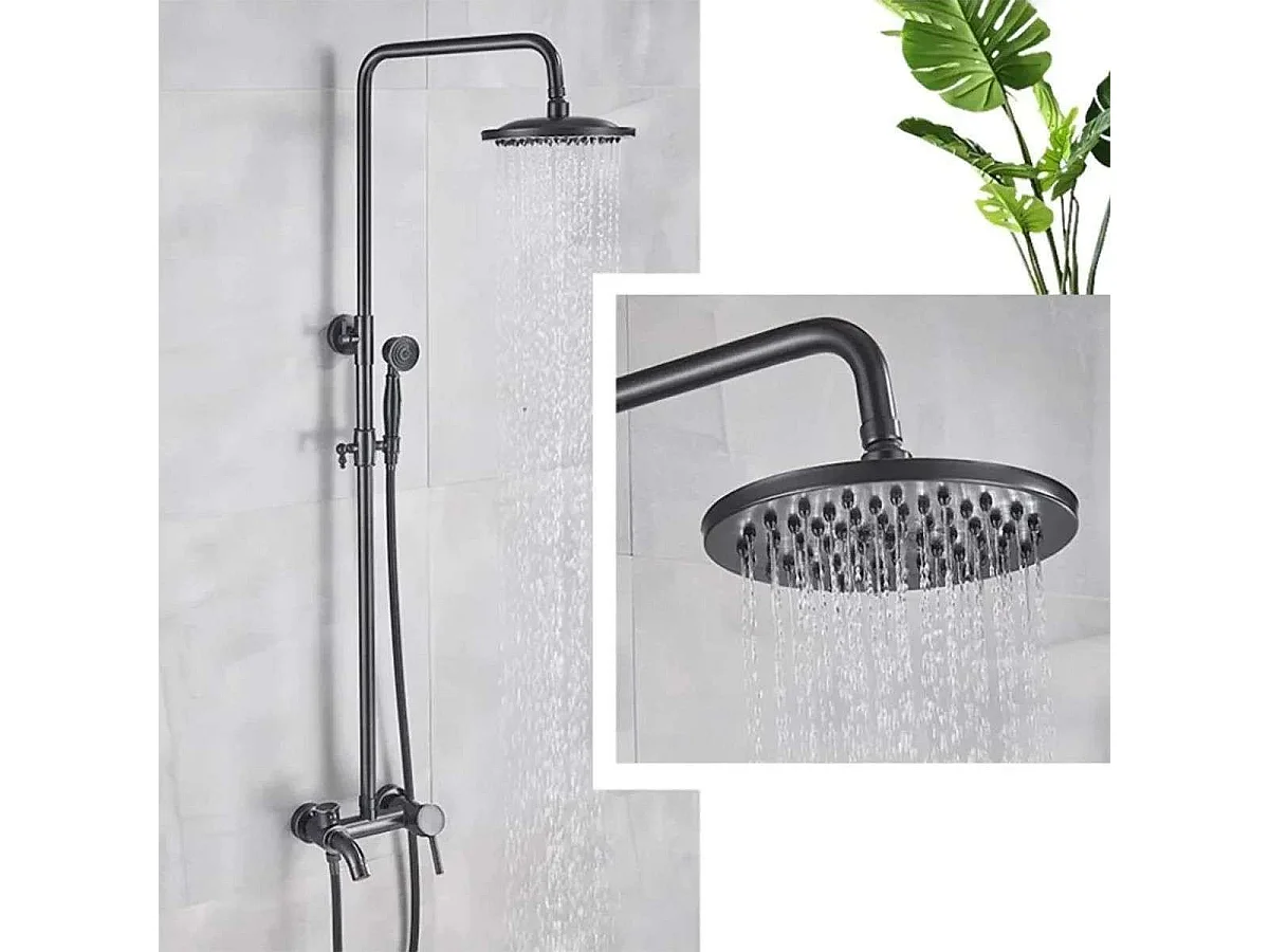 Carat – Colonne de douche noire avec bec de baignoire