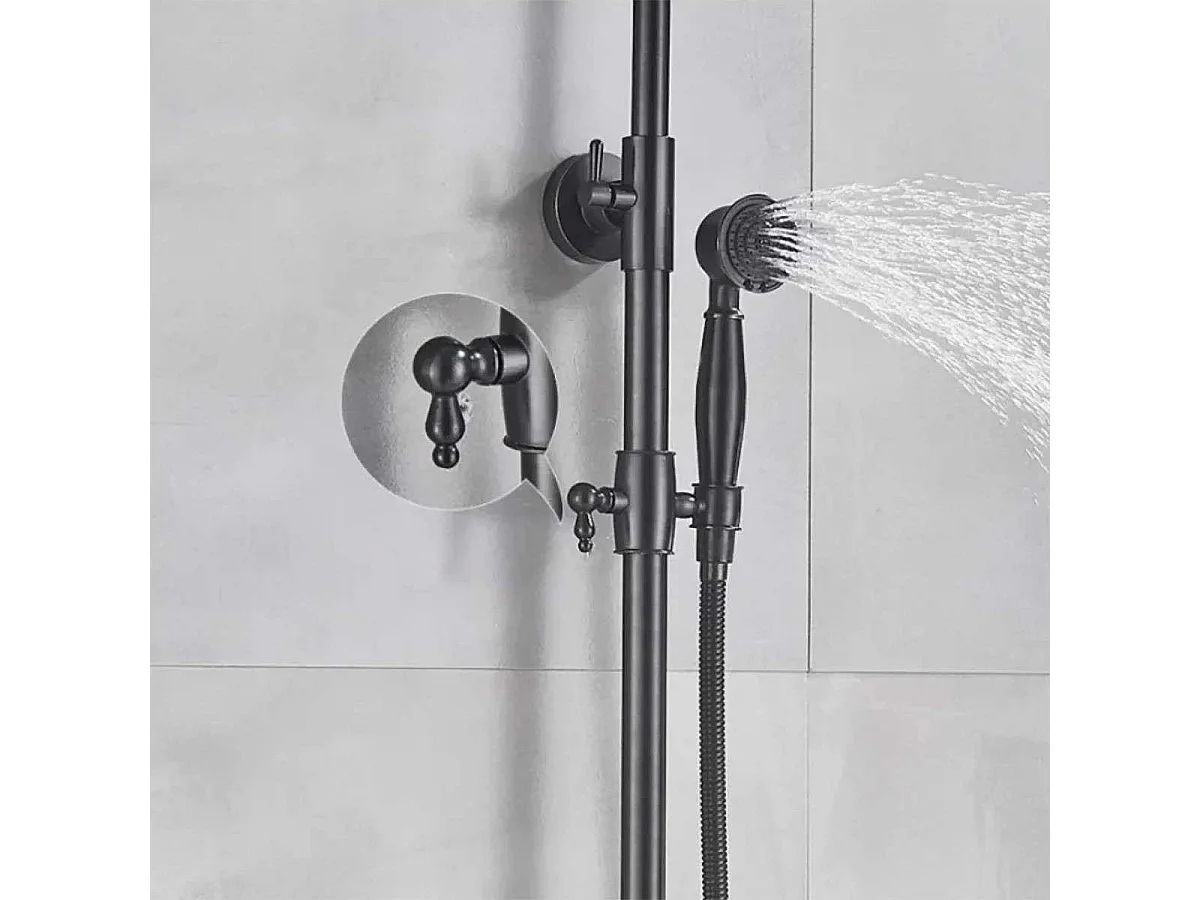 Carat – Colonne de douche noire avec bec de baignoire