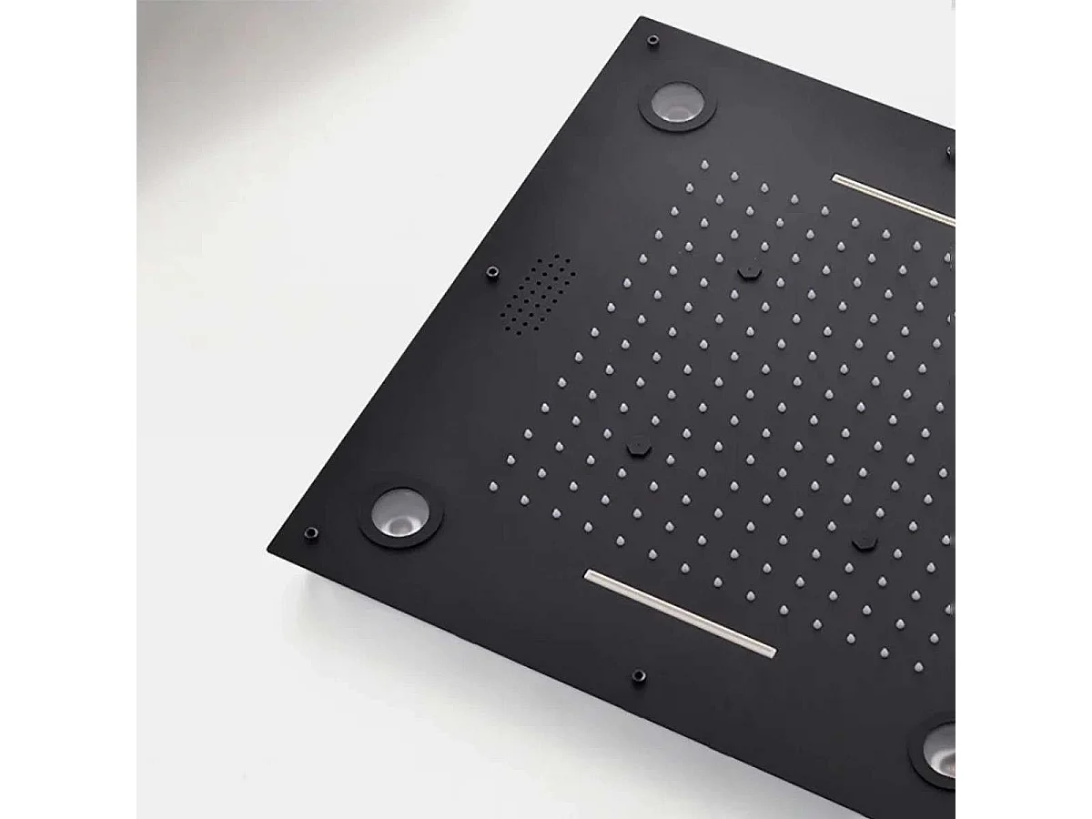 Conjunto de Chuveiro Moderno Preto com Luzes LED | Misturador Termostático Torp 400 x 400 mm
