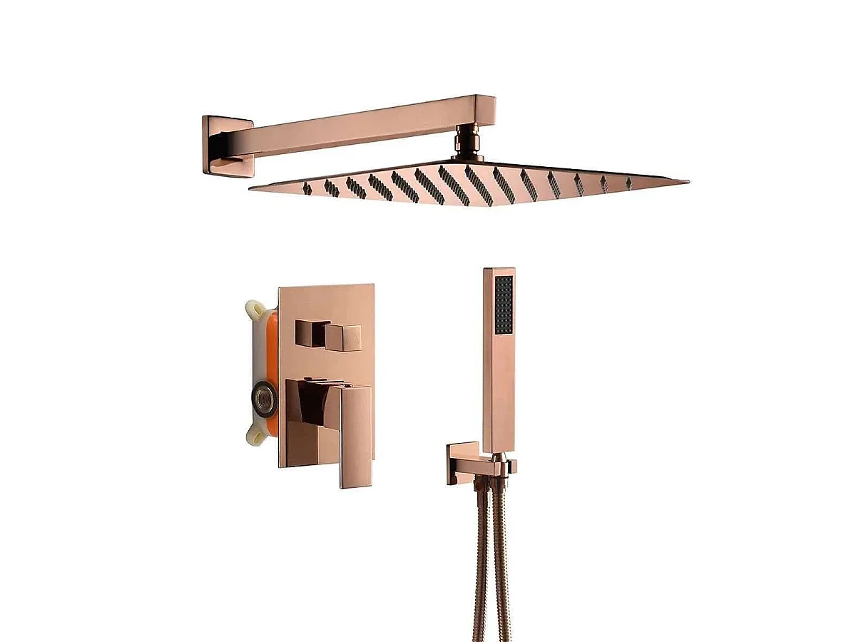 Roségoldenes Wandmontiertes Duschmischerset mit Luftinjektionstechnologie