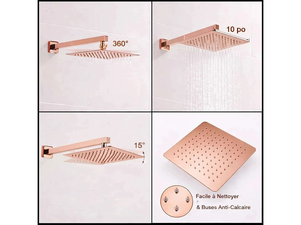Roségoldenes Wandmontiertes Duschmischerset mit Luftinjektionstechnologie