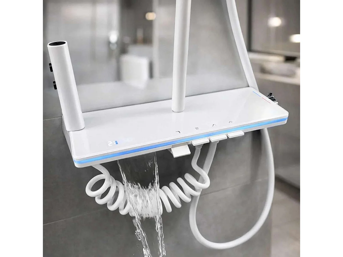Panneau de douche LED blanc avec thermostat, Vérona