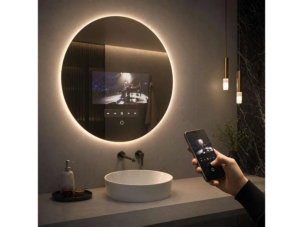 Miroir lumineux connecté Ø60 cm, Angel