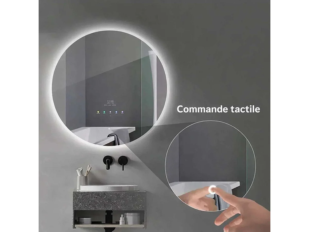 Miroir lumineux connecté Ø60 cm, Angel