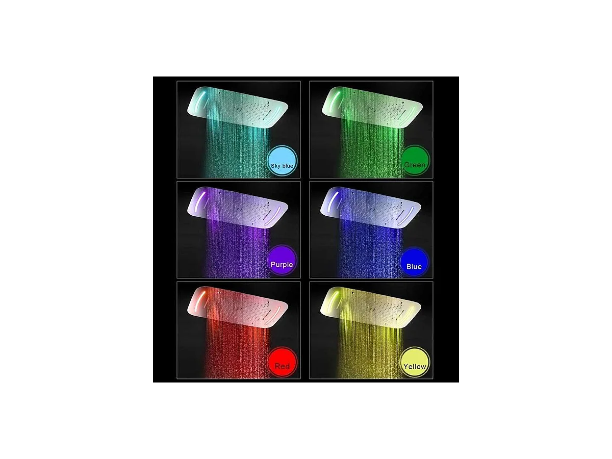 Oruis LED RGB Regenduschkopf 710 x 430 mm Thermostatisches Duschsystem